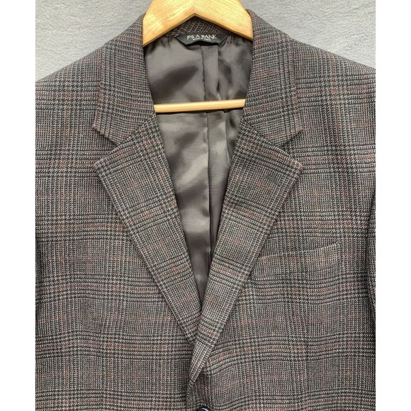 Jos A Bank Sport Coat Mens Size 44L Gray Single Breasted Vented Notch Two Button - Picture 4 of 16